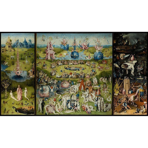 The Garden of Earthly Delights Black Modern Wood Framed Art Print with Double Matting by Bosch, Hieronymus