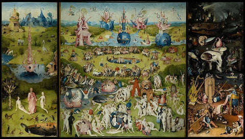 The Garden of Earthly Delights White Modern Wood Framed Art Print with Double Matting by Bosch, Hieronymus