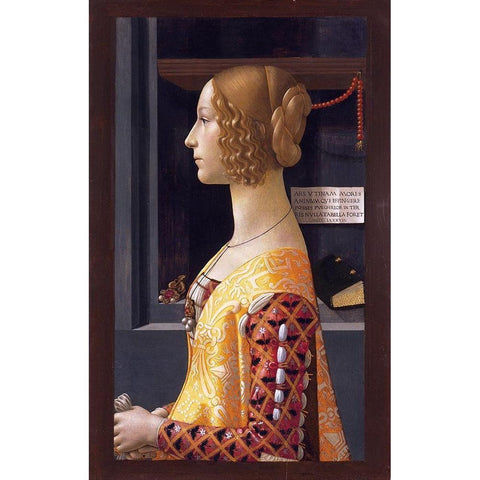 Portrait of Giovanna Tornabuoni Gold Ornate Wood Framed Art Print with Double Matting by Ghirlandaio, Domenico