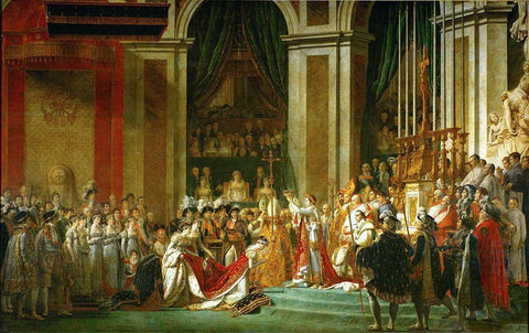 The Coronation of Napoleon White Modern Wood Framed Art Print with Double Matting by David, Jacques-Louis