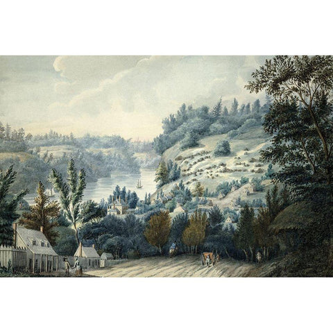 Queenstown, Upper Canada on the Niagara Gold Ornate Wood Framed Art Print with Double Matting by Walsh, Edward