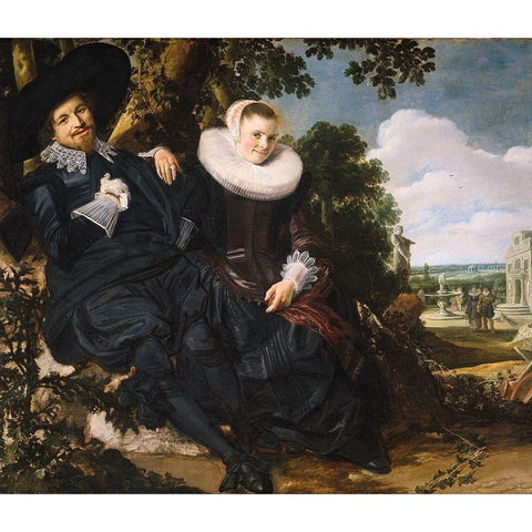 Marriage Portrait of Isaac Massa and Beatrix van der Laen Black Modern Wood Framed Art Print with Double Matting by Hals, Frans