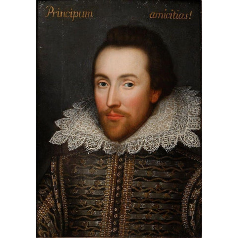 Cobbe portrait of Shakespeare Gold Ornate Wood Framed Art Print with Double Matting by Unknown