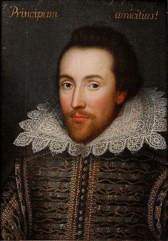 Cobbe portrait of Shakespeare Black Ornate Wood Framed Art Print with Double Matting by Unknown