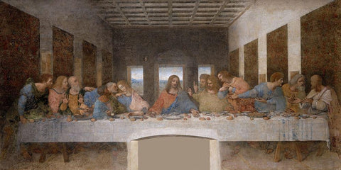 The Last Supper Restored Black Ornate Wood Framed Art Print with Double Matting by da Vinci, Leonardo