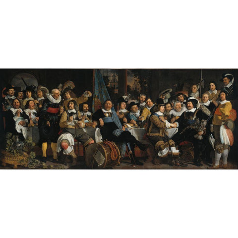 Banquet of the Amsterdam Civic Guard in Celebration of the Peace of MunsterÂ  Gold Ornate Wood Framed Art Print with Double Matting by van der Helst, Bartholomeus