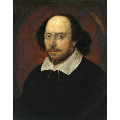 Chandos portrait of Shakespeare Gold Ornate Wood Framed Art Print with Double Matting by Taylor, John