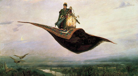 The Flying CarpetÂ atÂ Magic carpet White Modern Wood Framed Art Print with Double Matting by Vasnetsov, Viktor