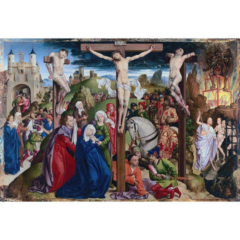 The Crucifixion Black Modern Wood Framed Art Print with Double Matting by Dreux Bude Master