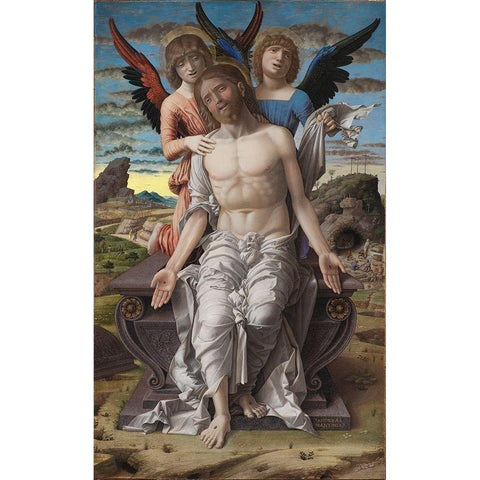 Christ as the Suffering Redeemer White Modern Wood Framed Art Print by Mantegna, Andrea