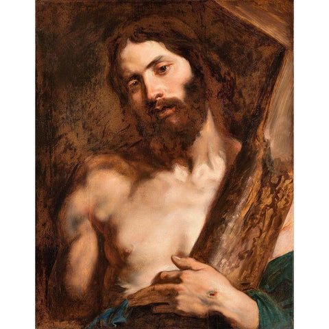 Christ carrying the Cross White Modern Wood Framed Art Print by Van Dyck, Anton