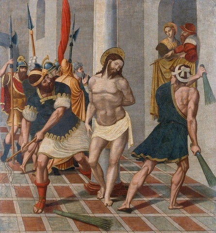 Flagellation of Christ Black Ornate Wood Framed Art Print with Double Matting by SerafÃ­, Pere