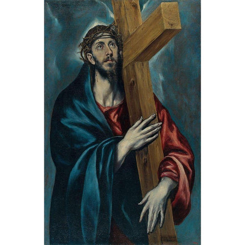 Christ Carrying the Cross Black Modern Wood Framed Art Print with Double Matting by El Greco