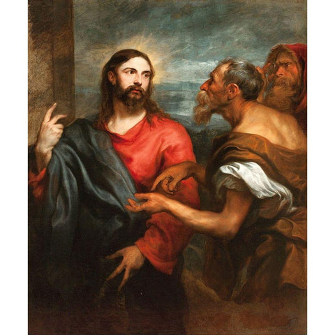 Christ of the Coin Black Modern Wood Framed Art Print with Double Matting by Van Dyck, Anton