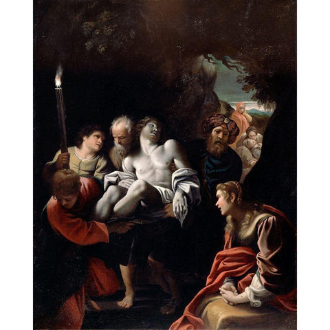 Christ Carried to the Tomb Black Modern Wood Framed Art Print with Double Matting by Sisto, Badalocchio