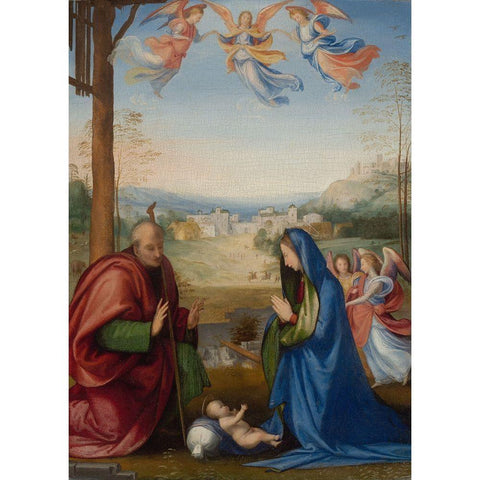 The Nativity Black Modern Wood Framed Art Print with Double Matting by Bartolomeo, Fra