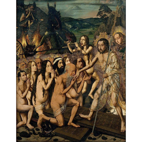 Descent of Christ into Limbo White Modern Wood Framed Art Print by Bermejo, Bartolome