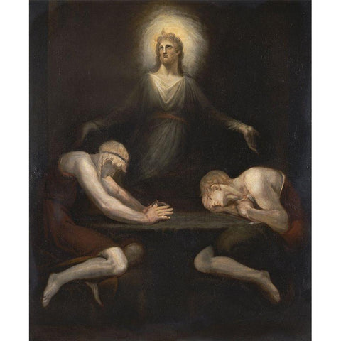 Christ Disappearing at Emmaus Gold Ornate Wood Framed Art Print with Double Matting by Fuseli, Henry