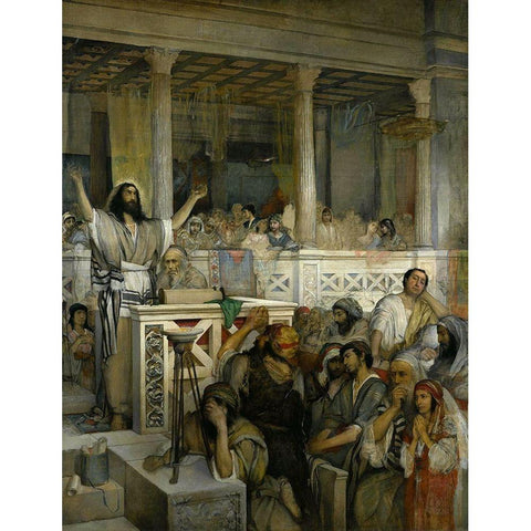 Christ preaching at Capernaum Black Modern Wood Framed Art Print with Double Matting by Gottlieb, Maurycy