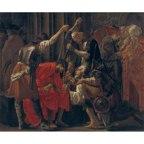 Christ Crowned with Thorns White Modern Wood Framed Art Print by ter Brugghen, Hendrick