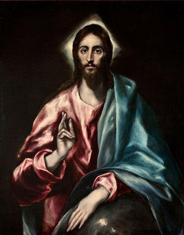 Christ as Saviour White Modern Wood Framed Art Print with Double Matting by El Greco