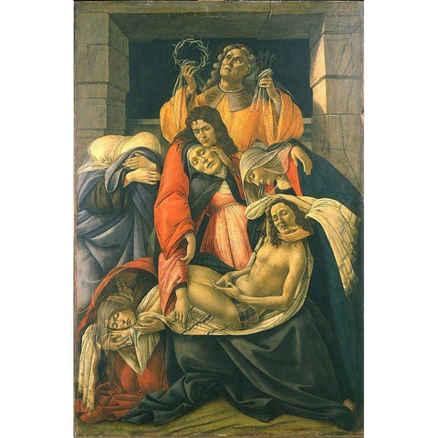 The Lamentation over the Dead Christ Black Modern Wood Framed Art Print by Botticelli, Sandro