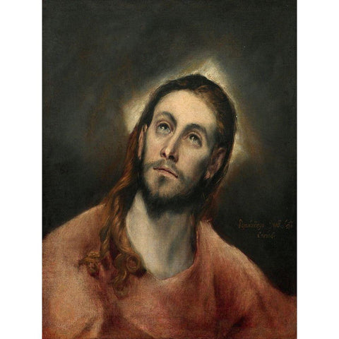 Christ in Prayer Black Modern Wood Framed Art Print with Double Matting by El Greco