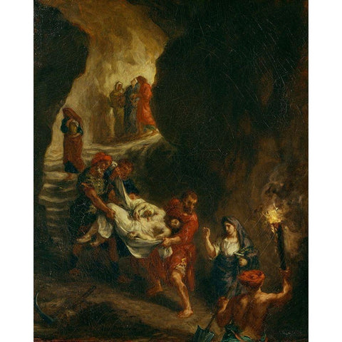 Christ Carried Down to the Tomb Gold Ornate Wood Framed Art Print with Double Matting by Delacroix, Eugene