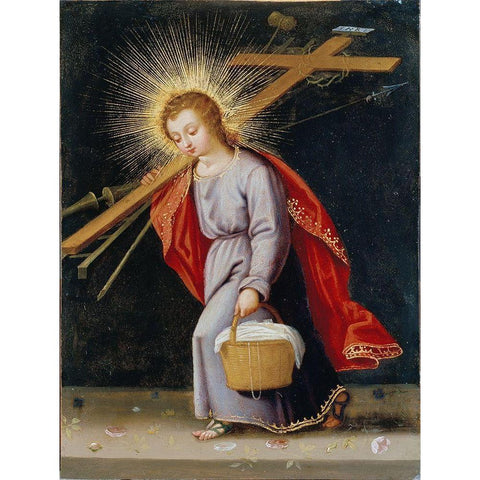 The Infant Christ Bearing the Instruments of the Passion White Modern Wood Framed Art Print by Spanish School