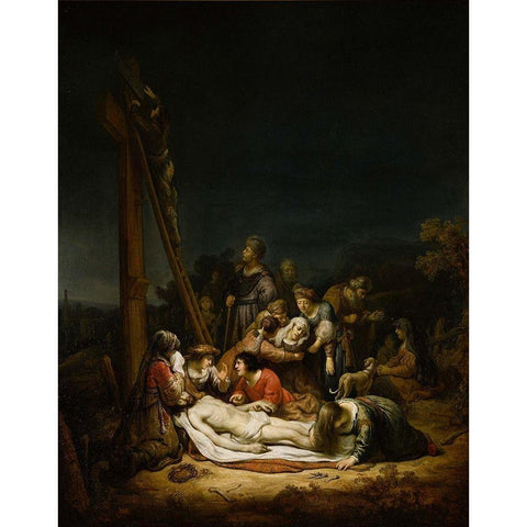 The Lamentation Gold Ornate Wood Framed Art Print with Double Matting by Flinck, Govaert