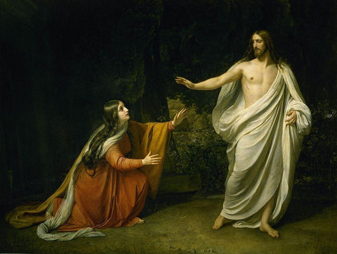 Christs Appearance to Mary Magdalene after the Resurrection White Modern Wood Framed Art Print with Double Matting by Ivanov, Alexander