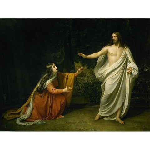 Christs Appearance to Mary Magdalene after the Resurrection Black Modern Wood Framed Art Print by Ivanov, Alexander