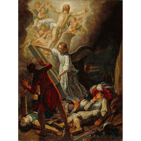 The Resurrection Gold Ornate Wood Framed Art Print with Double Matting by Lastman, Pieter