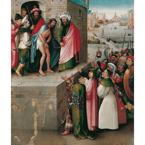 Ecce Homo Black Modern Wood Framed Art Print with Double Matting by Bosch, Hieronymus