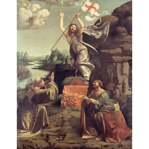 The Resurrection of Christ Black Modern Wood Framed Art Print with Double Matting by Boltraffio, Giovanni Antonio