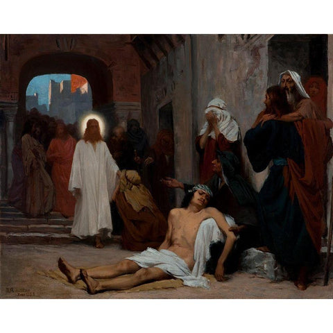 Study for Jesus in Capernaum Black Modern Wood Framed Art Print with Double Matting by Amoedo, Rodolpho