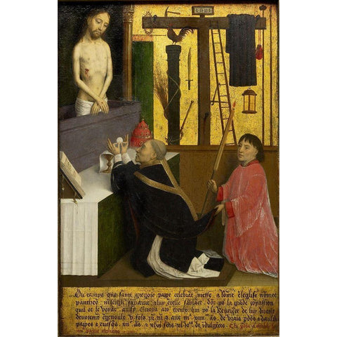 The Mass of St. Gregory Black Modern Wood Framed Art Print with Double Matting by Marmion, Simon