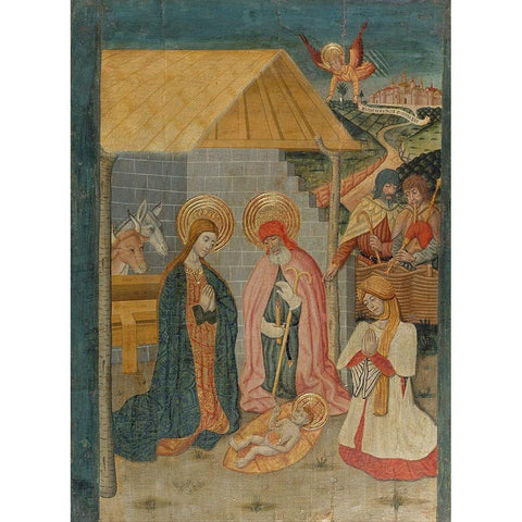 Nativity Gold Ornate Wood Framed Art Print with Double Matting by Benabarre, Pedro GarcÃ­a de