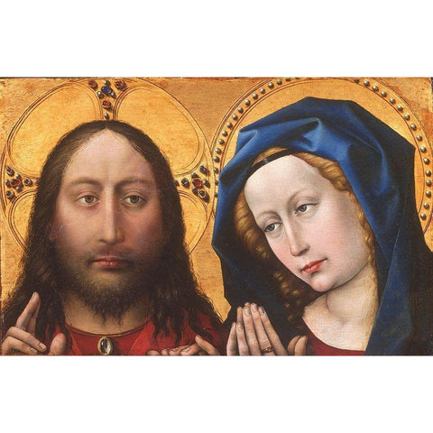 Christ and the Virgin Black Modern Wood Framed Art Print with Double Matting by Campin, Robert