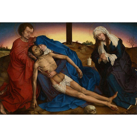 Pieta Black Modern Wood Framed Art Print with Double Matting by van der Weyden, Rogier