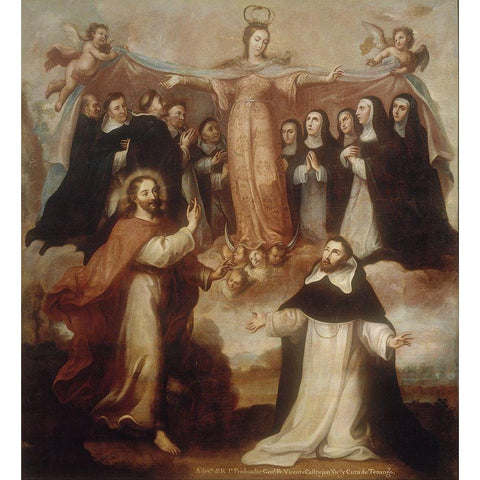 Allegory of the Virgin Patroness of the Dominicans White Modern Wood Framed Art Print by Cabrera, Miguel