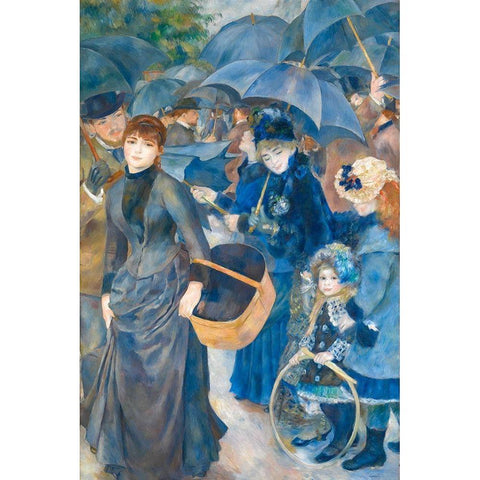 The Umbrellas White Modern Wood Framed Art Print by Renoir, Pierre-Auguste