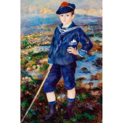 Sailor Boy Portrait of Robert Nunes 1883 Black Modern Wood Framed Art Print by Renoir, Pierre-Auguste