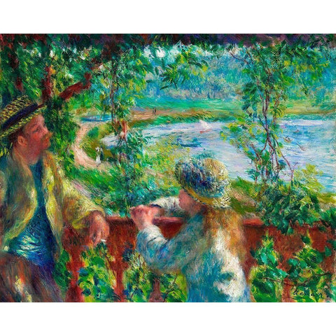 Near the Lake 1879â€“1890 White Modern Wood Framed Art Print by Renoir, Pierre-Auguste
