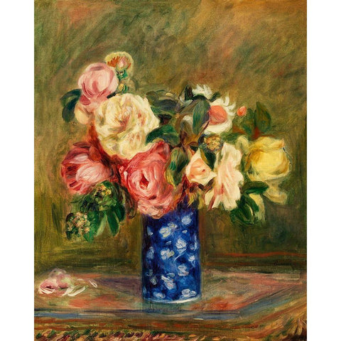Bouquet of Roses 1882 White Modern Wood Framed Art Print by Renoir, Pierre-Auguste