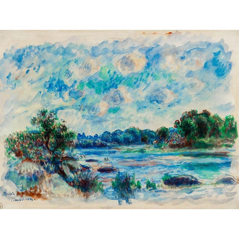 Landscape at Pont Aven 1892 Black Modern Wood Framed Art Print by Renoir, Pierre-Auguste