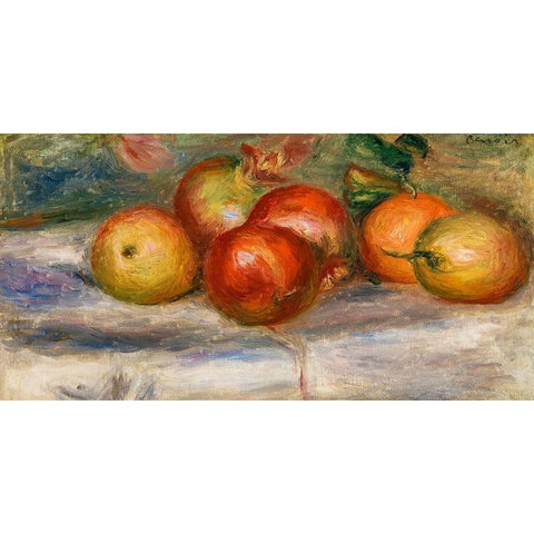 Apples, Oranges, and Lemons 1911 Gold Ornate Wood Framed Art Print with Double Matting by Renoir, Pierre-Auguste