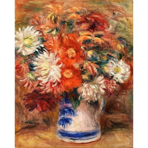 Bouquet 1919 White Modern Wood Framed Art Print by Renoir, Pierre-Auguste