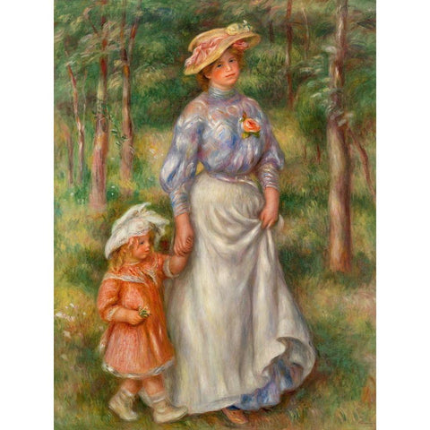 Promenade 1906 White Modern Wood Framed Art Print by Renoir, Pierre-Auguste