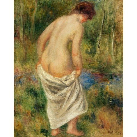 After the Bath 1901 White Modern Wood Framed Art Print by Renoir, Pierre-Auguste